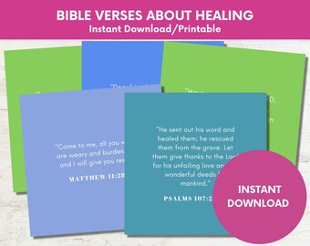 Healing Scripture Cards: Christian Bible Verse Encouragement (Digital Download)