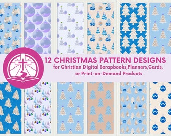 Blue Christmas Seamless Patterns: Scrapbook Paper Pack (Digital Download)