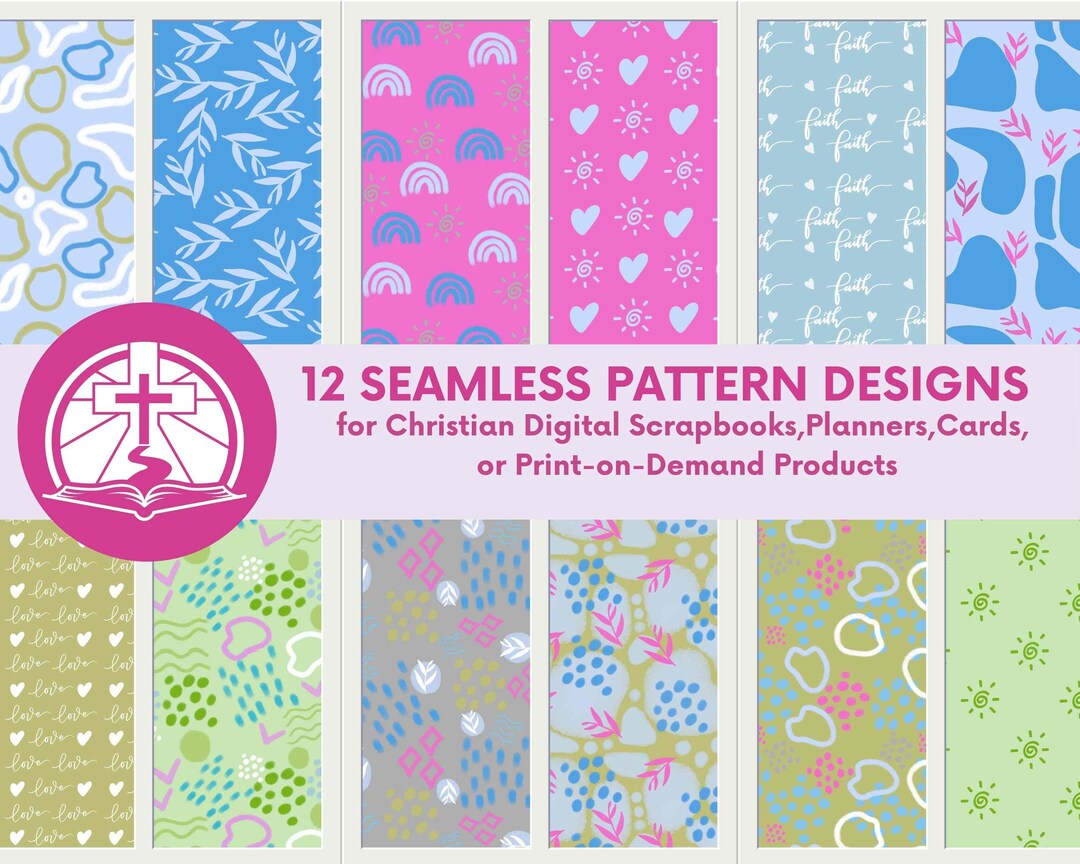 Abstract Boho Christian Patterns: Seamless Digital Paper (12x12, 400 ...