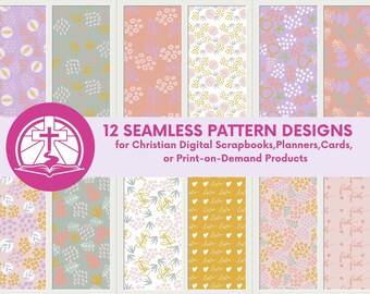 Nature Abstract Boho Seamless Patterns: Christian Planner Designs (Digital Download)