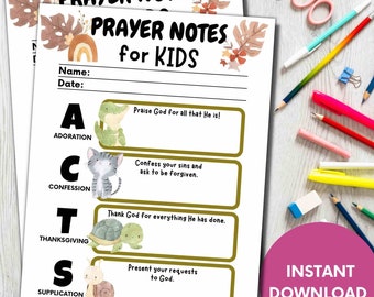 Prayer Notes for Kids: Sunday School Printable Journal (Digital Download)