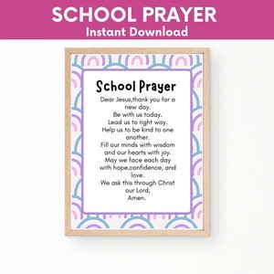 Daily Morning Prayer for Kids,Back to School Christian Classroom Prayer Printable,Teen Tween Christian Room Wall Decor,Sunday School Prints