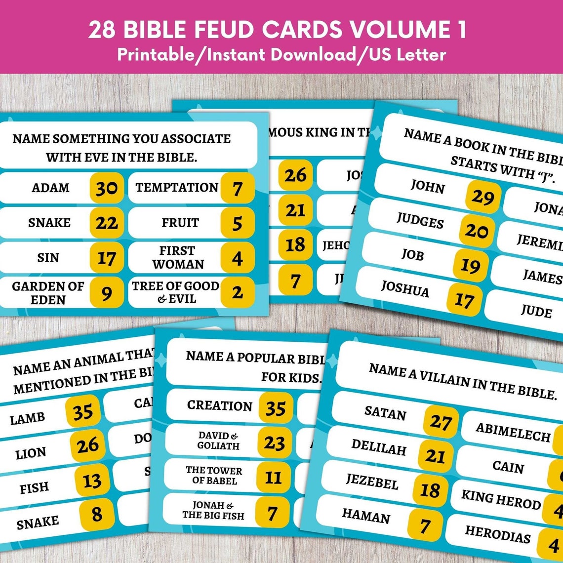 28 Printable Bible Feud Game Cards for Family Night,christian Church ...