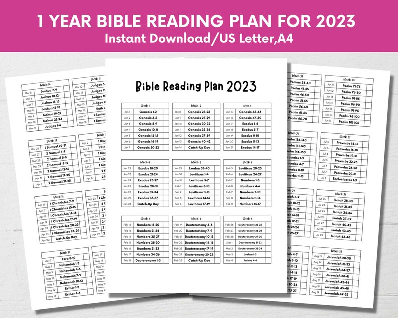 2023 Printable Bible Reading Plan Read The Bible In 1 Year Etsy Australia