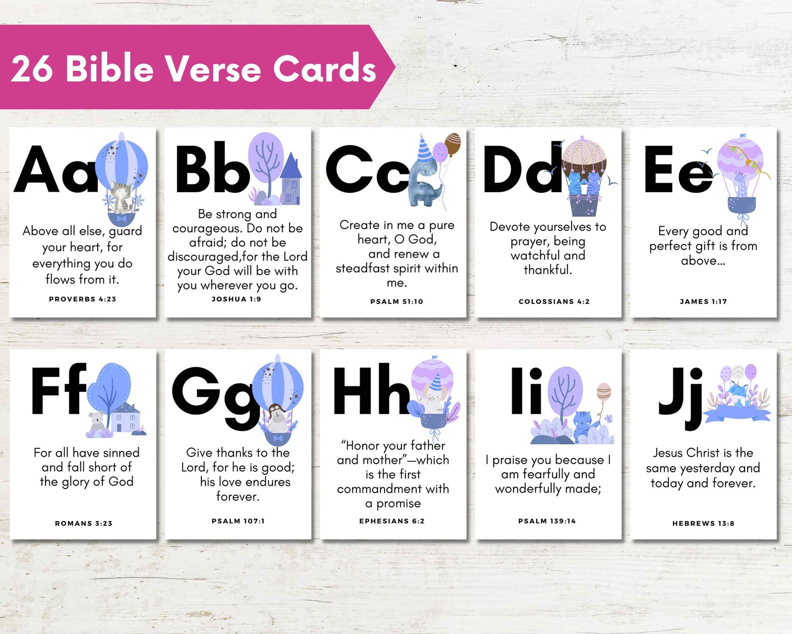 ABC Bible Verse Cards: Kids Scripture Memorization (digital Download ...