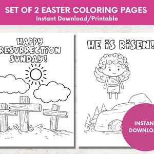 Set of 2 Kids Sunday School Easter Activity,Holy Week Printable Coloring Book for Children,Sunday School Christian Bible School ,Kids Prints