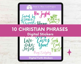 Christian Phrases Digital Stickers: Bible Journaling, Scripture Quotes (Goodnotes File)