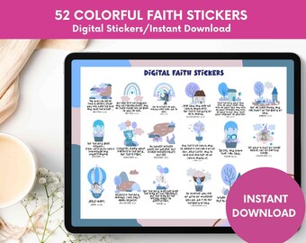 52 Bible Verse Stickers: Christian Faith Journal & Planner (Digital Download)