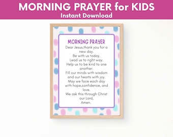 Daily Morning Prayer for Kids,Back to School Christian Classroom Prayer Printable,Teen Tween Christian Room Wall Decor,Sunday School Prints
