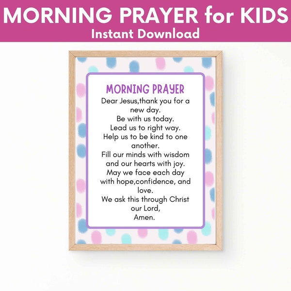 Daily Morning Prayer for Kids,Back to School Christian Classroom Prayer Printable,Teen Tween Christian Room Wall Decor,Sunday School Prints