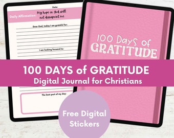 Journal rose de gratitude : affirmations chrétiennes, soins personnels (téléchargement numérique)