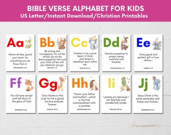 ABC-bijbeltekstkaarten voor kinderen: afdrukbare tekst, leren voor peuters (pdf)