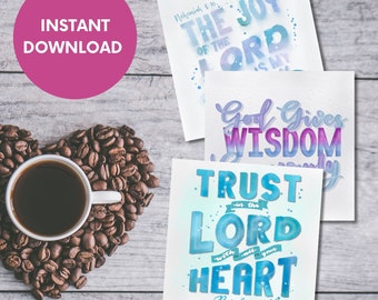 Handlettered Bible Verse Cards: Scripture Memory Cards (Digital Download)
