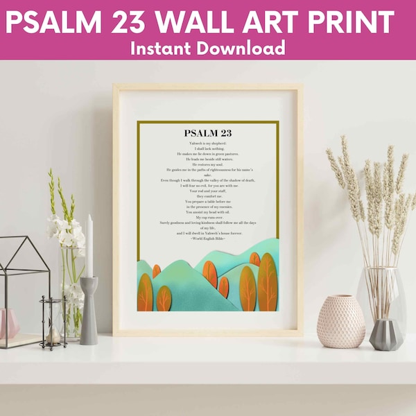 The Lord is My Shepherd Psalm 23 Bible Verse Print,Back to School Minimalist Modern 23rd Psalm Christian Gift,Autumn Psalm 23 Gift for Her