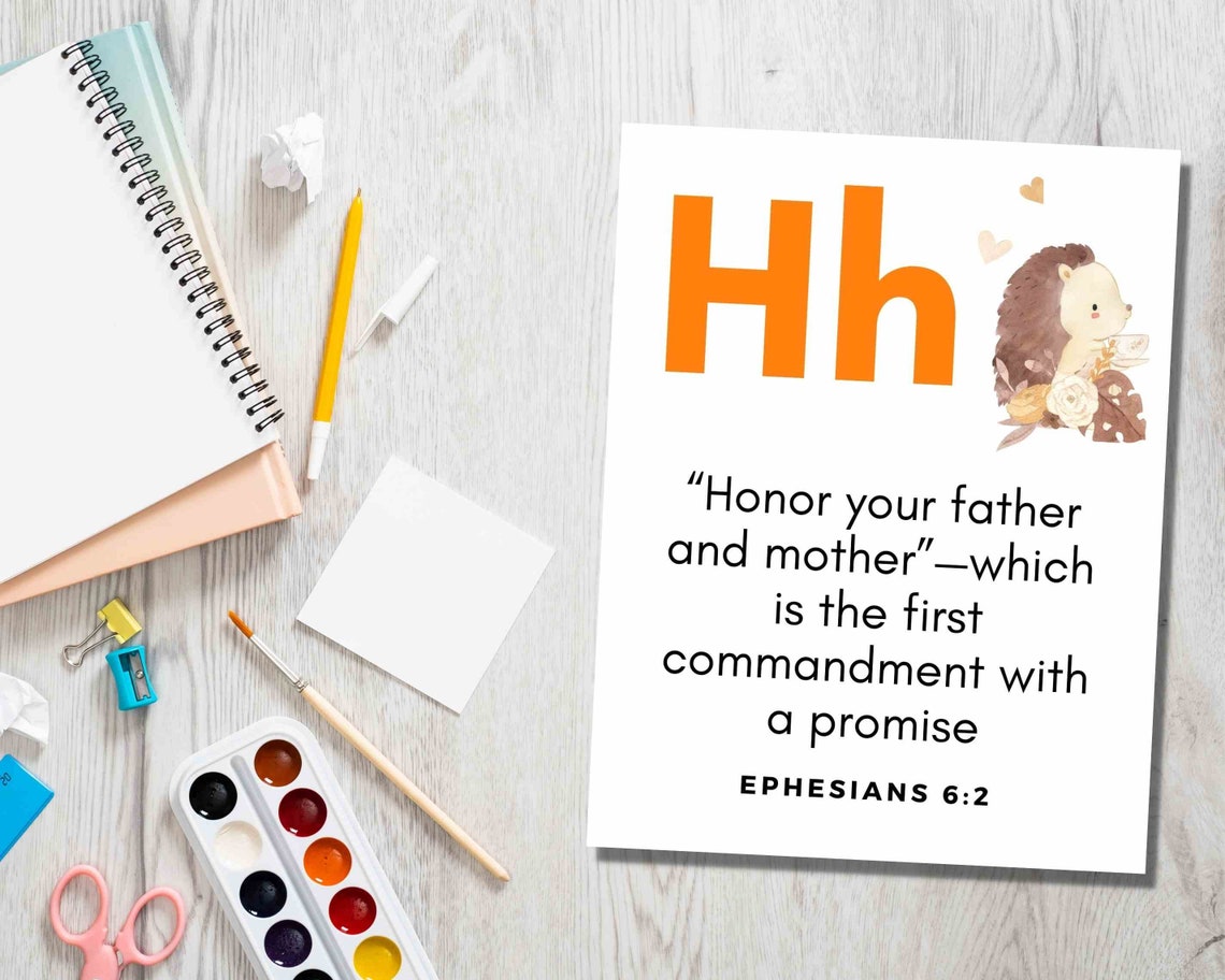 Kids Printable Alphabet Bible Verse Cards From A to Z,ABC Scripture ...