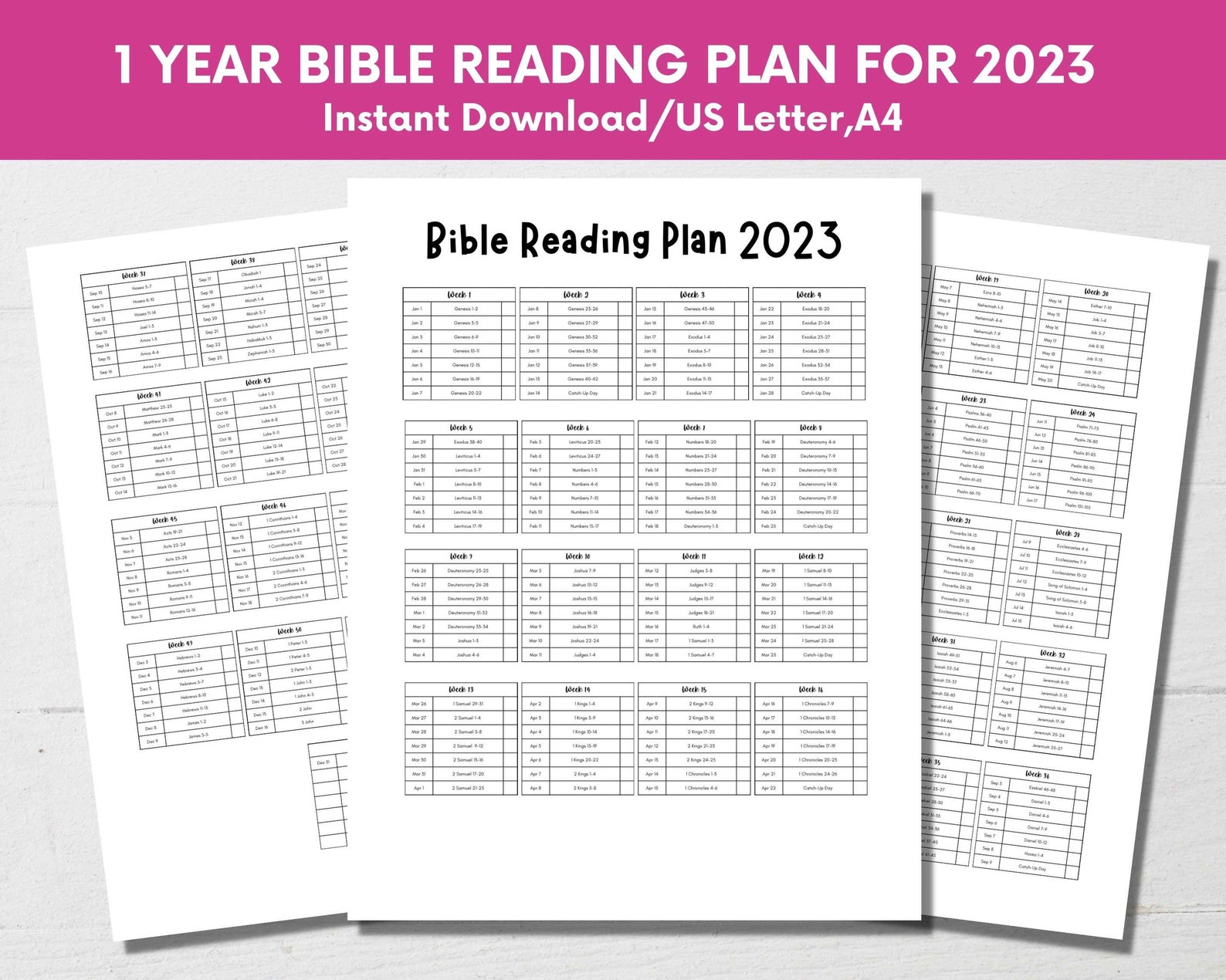 2023 Printable Bible Reading Plan Read the Bible in 1 Year - Etsy UK