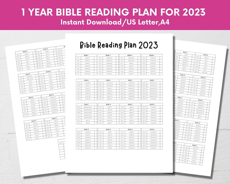 2023 Printable Bible Reading Plan Read The Bible In 1 Year Etsy Canada