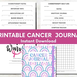 Printable Cancer Journal for Cancer Warriors,Breast Cancer Gift Idea,Chemotherapy Health Journal,Cancer Planner,Cancer Awareness,Self Care