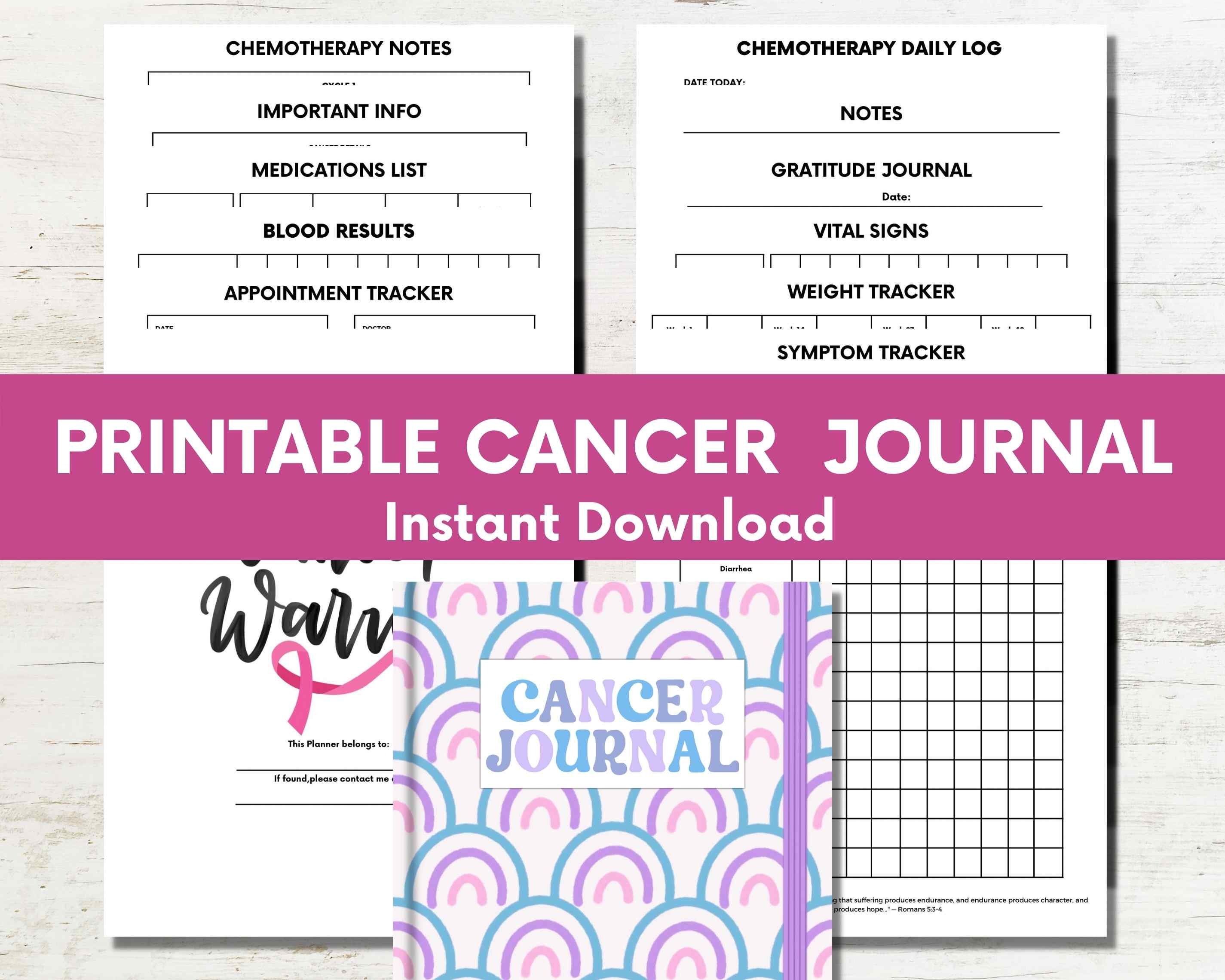 Printable Cancer Journal for Cancer Warriors,breast Cancer Gift Idea ...