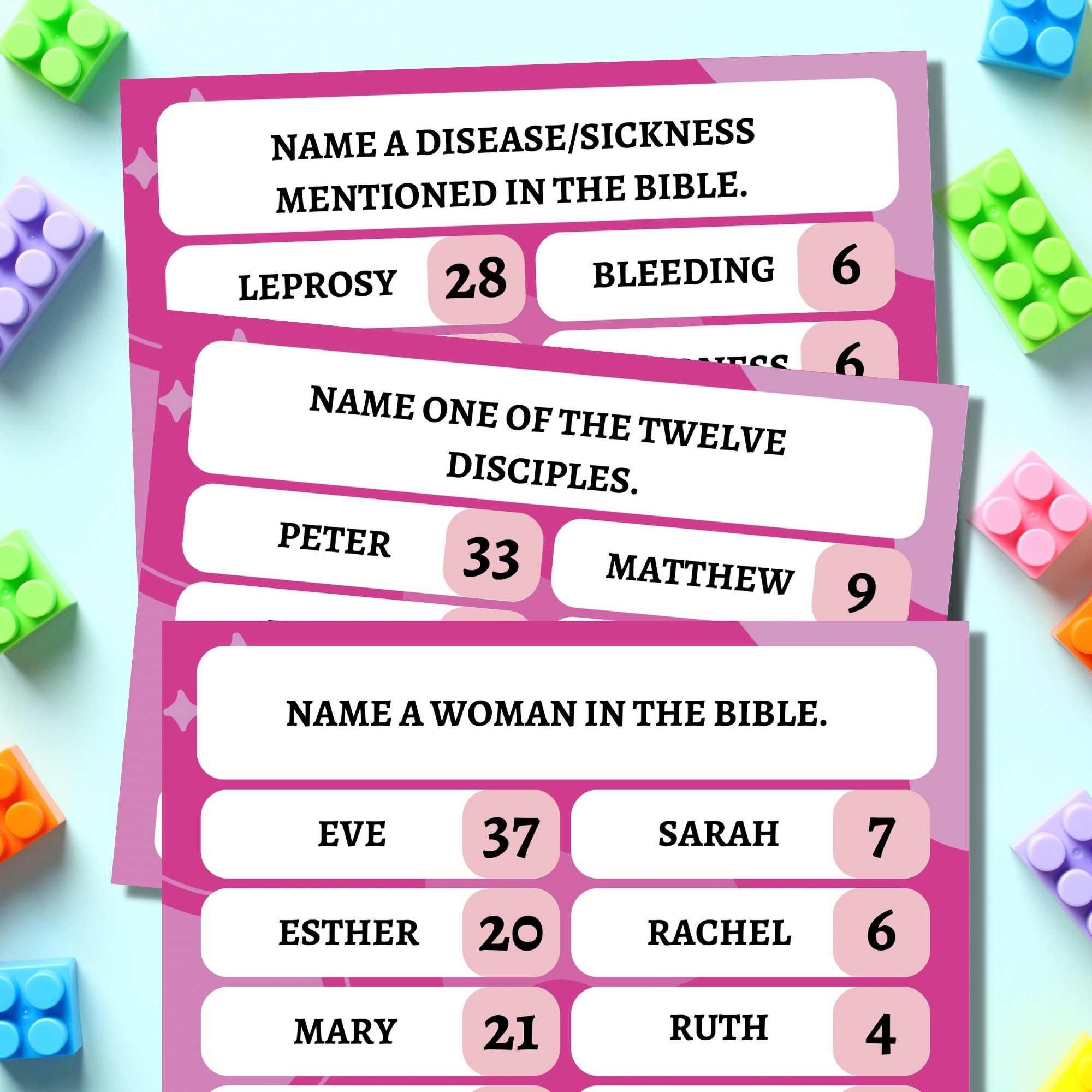 56 Printable Bible Feud Game Cards for Family Night,christian Church ...