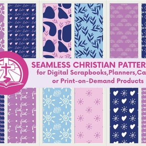 10 Handdrawn Digital Paper Pack  Christian Seamless Pattern Designs Print on Demand,Digital Planner Journal Repeating Pattern,Commercial Use