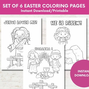 Set of 3 Kids Sunday School Easter Activity,Holy Week Printable Coloring Book for Children,Sunday School Christian Bible School ,Kids Prints