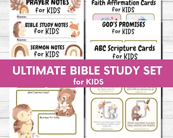 Kids Bible Study Set: Scripture Cards, Sermon & Prayer Notes (Digital Download)