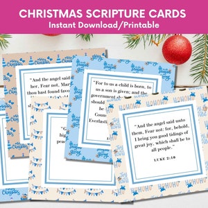 12 cartões de escrituras de Natal para etiquetas de presente, cartões de versículos bíblicos para presentes de Natal, cartões de incentivo imprimíveis, cartões de feriados para companheiros de igreja