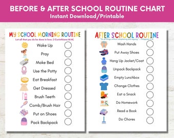 Visual Morning & After School Routine Chart: Kids Checklist (Digital Download)