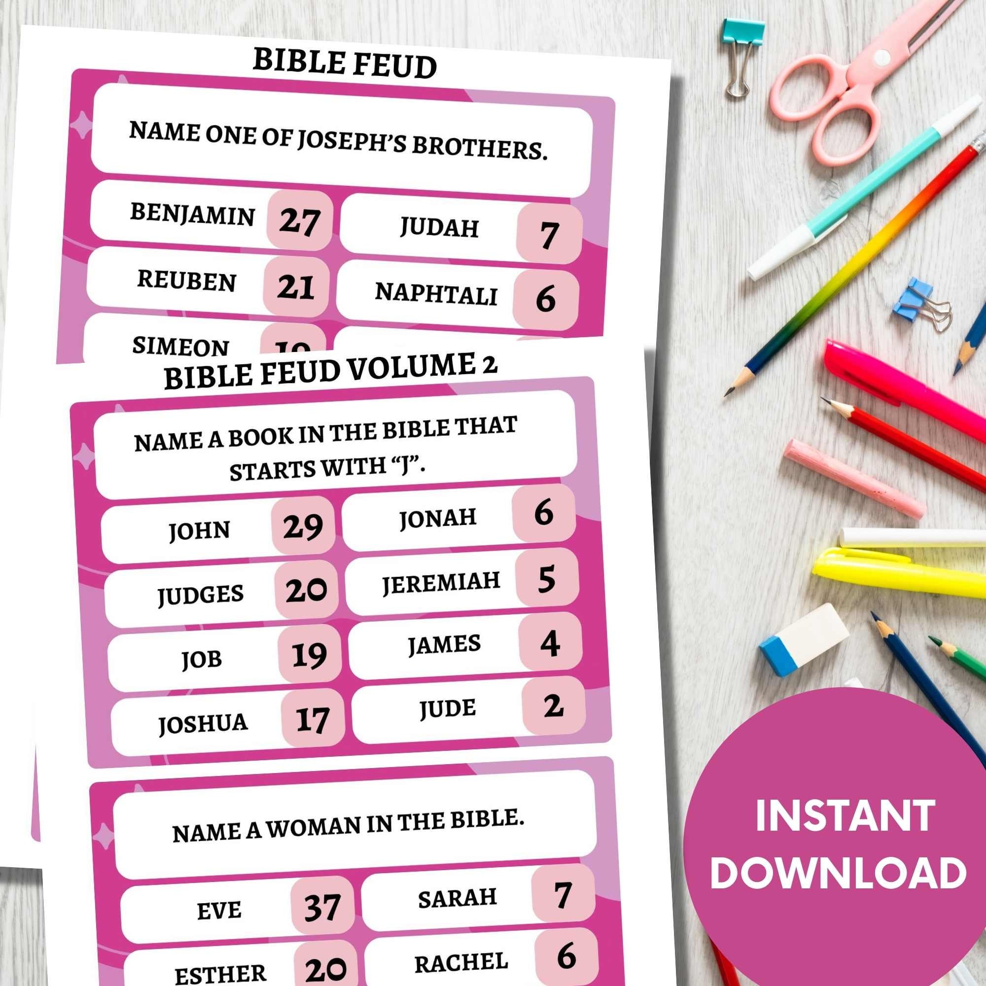 28 Printable Bible Feud Game Cards for Women’s Night,christian Church ...