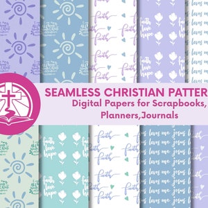 10 Pastel Christian Digital Paper Seamless Pattern Scrapbooking,Digital Planners,Seamless Background,Digital Paper Pack,Christian Designs