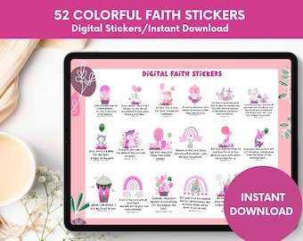 52 Christian Faith Stickers: Bible Verse Digital Planner Stickers (Goodnotes)