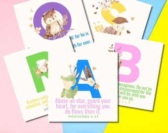Kids ABC Animal Bible Verse Flashcards (Digital Download)