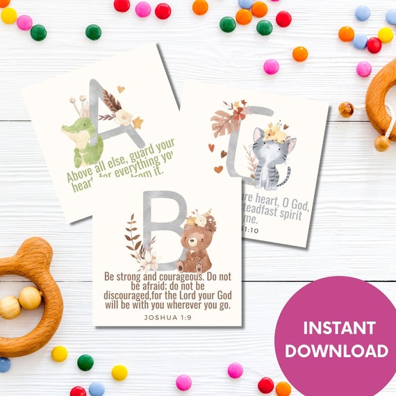 Kids ABC Animal Bible Verse Cards: Scripture Memory (Digital Download)