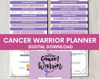 Cancer Warrior Planner: Medical Tracker, Symptom Chart (Digital Download)