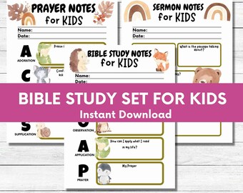 Kids' Bible Study Set: Sermon, Prayer, & Bible Notes (Digital Download)