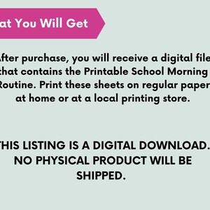 Kids' School Routine Chart: Visual Checklist (Digital Download) image 7