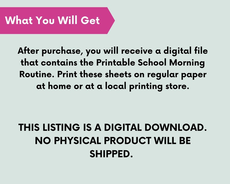 Kids' School Routine Chart: Visual Checklist (Digital Download) image 7