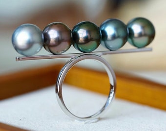 Tahitian pearl/Black pearl/18K Solid Gold Jewelry/Charm Gold Ring/ Gift for her/ Fine jewelry/Mother's day/Anniversary gift