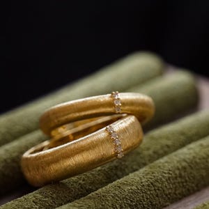 18K Solid gold Stacking Rings /Vintage style /Gift For Her For Him /Gold Diamond Band Rings / Simple Rings Textured Rings/Wedding rings