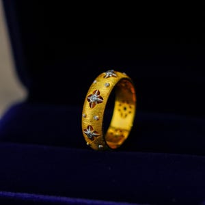 Dimanche North Star Ring, Florentine Finish Celestial Ring, Adjustable Cigar Band, Gift for Her