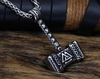 Thor Mjolnir-hamer Noordse ketting, Mjolnir-hanger, Viking-sieraden, Noorse mythologie sieraden, roestvrij staal, handgemaakte Viking