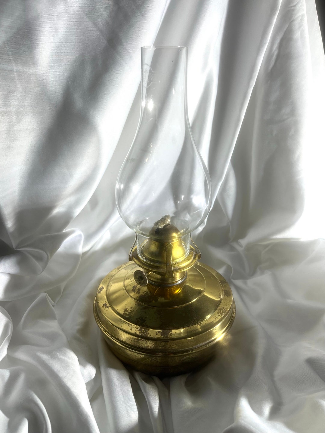 Vintage Brass Base Kerosene Lamp Etsy