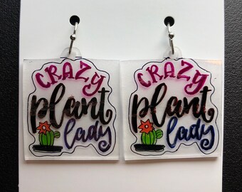 Crazy Plant Lady earrings (Free Shipping)