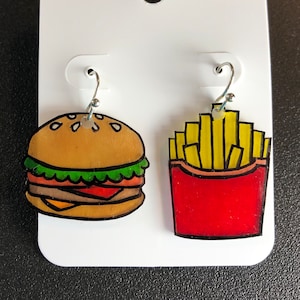 Fast Food Burger & Fries earrings (Free Shipping)
