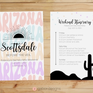 Scottsdale Bachelorette Itinerary | Digital Arizona Bachelorette Template | Scottsdale Arizona Itinerary | Scottsdale Girls Trip