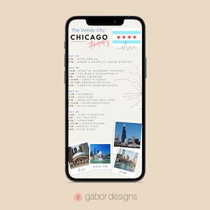 Modello digitale di itinerario di Chicago / Visita Chicago / The Windy City / Itinerario digitale / 100% modificabile su Canva / Stampabile