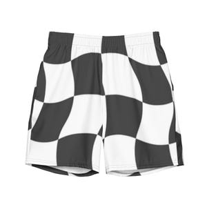 Fun checkered Print Summer Recycled Swim Trunks