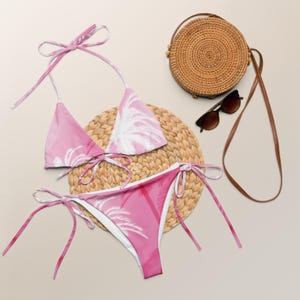 Pink All-over print recycled string bikini