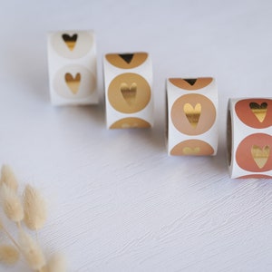 Aufkleber mit goldenem Herz, Sticker für Geschenke | Geschenkverpackung | Einladungen